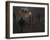 Afghan Boy Runs with Balloons to Join His Friends in Dusty Alley in Kabul, Afghanistan-null-Framed Photographic Print