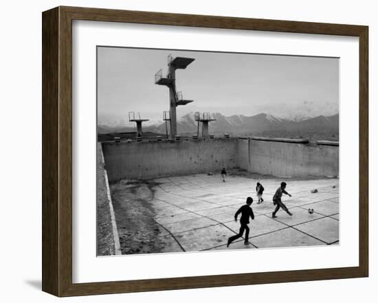 Afghan Boys Play Soccer-null-Framed Premium Photographic Print