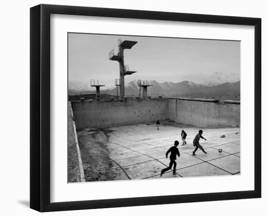 Afghan Boys Play Soccer-null-Framed Premium Photographic Print