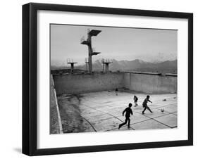 Afghan Boys Play Soccer-null-Framed Premium Photographic Print