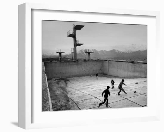 Afghan Boys Play Soccer-null-Framed Premium Photographic Print