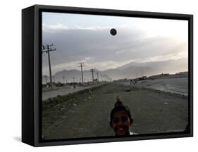 Afghan Boys Play with a Ball in Kabul, Afghanistan, Friday, July 7, 2006-Rodrigo Abd-Framed Stretched Canvas