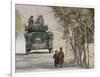 Afghan Boys Walk Along a Path While International Security Assistance Force (Isaf)-null-Framed Photographic Print