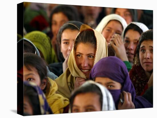 Afghan Children Watch a Performance by Their Fellows During a World Children's Day Get-Together-null-Stretched Canvas