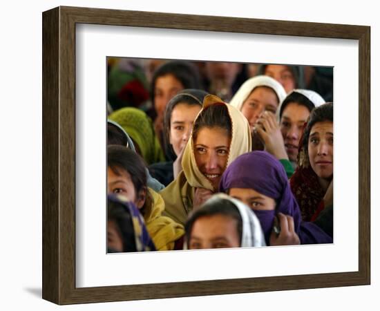 Afghan Children Watch a Performance by Their Fellows During a World Children's Day Get-Together-null-Framed Photographic Print