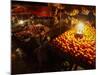 Afghan Fruit Vendor Waits for Customer at a Local Market in Kabul, Afghanistan-null-Mounted Photographic Print