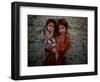 Afghan Girl Holds Her Younger Sister in Nangarhar Province, East of Kabul, Afghanistan-null-Framed Photographic Print