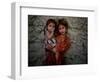 Afghan Girl Holds Her Younger Sister in Nangarhar Province, East of Kabul, Afghanistan-null-Framed Photographic Print