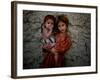 Afghan Girl Holds Her Younger Sister in Nangarhar Province, East of Kabul, Afghanistan-null-Framed Photographic Print