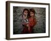 Afghan Girl Holds Her Younger Sister in Nangarhar Province, East of Kabul, Afghanistan-null-Framed Photographic Print