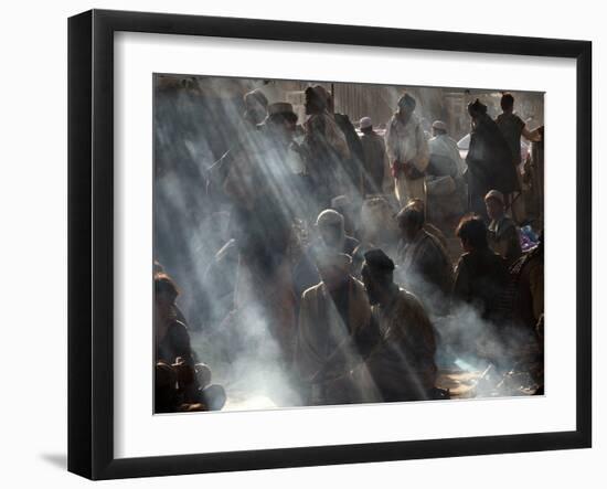 Afghan Men Take their Breakfast in a Tea Shop in Kabul, Afghanistan-null-Framed Photographic Print