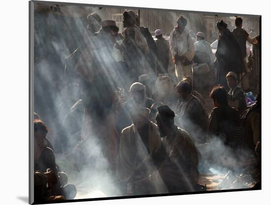 Afghan Men Take their Breakfast in a Tea Shop in Kabul, Afghanistan-null-Mounted Photographic Print