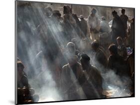 Afghan Men Take their Breakfast in a Tea Shop in Kabul, Afghanistan-null-Mounted Photographic Print