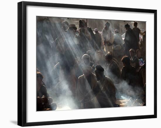 Afghan Men Take their Breakfast in a Tea Shop in Kabul, Afghanistan-null-Framed Photographic Print