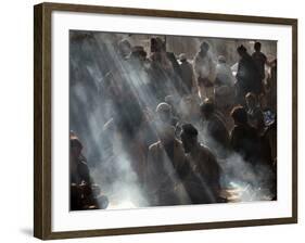 Afghan Men Take their Breakfast in a Tea Shop in Kabul, Afghanistan-null-Framed Photographic Print