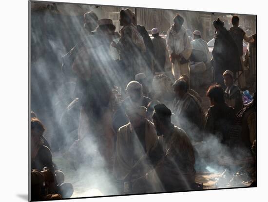 Afghan Men Take their Breakfast in a Tea Shop in Kabul, Afghanistan-null-Mounted Photographic Print