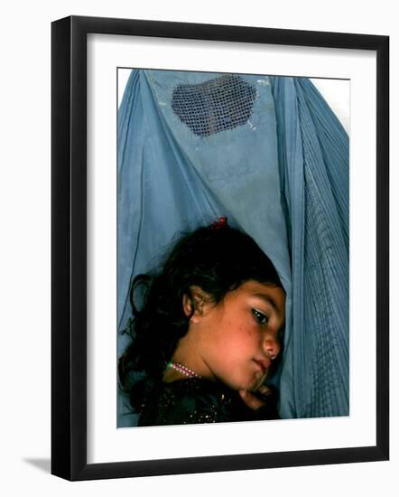 Afghan Mother Nagis Embraces Her Daughter-null-Framed Photographic Print