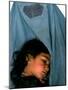 Afghan Mother Nagis Embraces Her Daughter-null-Mounted Photographic Print