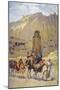 Afghan Nomad Family in Front of One of Two Buddhas of Bamiyan, 1950-null-Mounted Premium Giclee Print