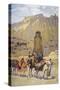 Afghan Nomad Family in Front of One of Two Buddhas of Bamiyan, 1950-null-Stretched Canvas