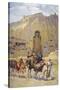 Afghan Nomad Family in Front of One of Two Buddhas of Bamiyan, 1950-null-Stretched Canvas