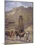 Afghan Nomad Family in Front of the Buddhas of Bamiyan, 1950-null-Mounted Giclee Print