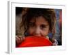 Afghan Refugee Child Who Lives in Slum Area of Lahore City in Pakistan Waits to Get Water-null-Framed Photographic Print