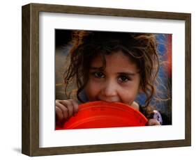 Afghan Refugee Child Who Lives in Slum Area of Lahore City in Pakistan Waits to Get Water-null-Framed Photographic Print