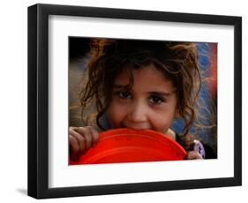 Afghan Refugee Child Who Lives in Slum Area of Lahore City in Pakistan Waits to Get Water-null-Framed Photographic Print