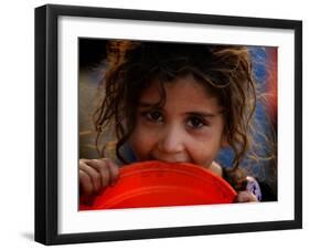 Afghan Refugee Child Who Lives in Slum Area of Lahore City in Pakistan Waits to Get Water-null-Framed Photographic Print