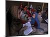 Afghan Refugee Children Holding Copies of the Quran, Repeat after their Teacher-null-Mounted Photographic Print