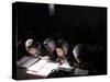 Afghan School Girls Read their Lessons at the Aziz Afghan Secondary School in Kabul, Afghanistan-null-Stretched Canvas