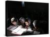 Afghan School Girls Read their Lessons at the Aziz Afghan Secondary School in Kabul, Afghanistan-null-Stretched Canvas