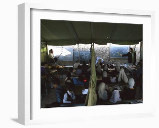 Afghan Teachers Give a Language Lesson to Boys and Girls-Rodrigo Abd-Framed Premium Photographic Print