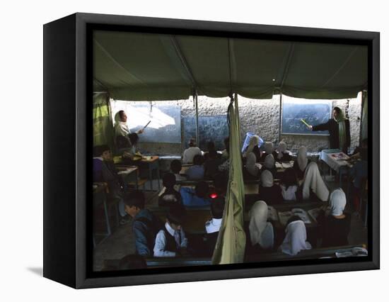 Afghan Teachers Give a Language Lesson to Boys and Girls-Rodrigo Abd-Framed Stretched Canvas