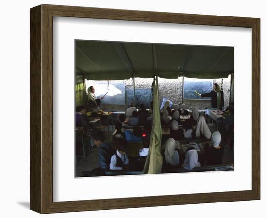 Afghan Teachers Give a Language Lesson to Boys and Girls-Rodrigo Abd-Framed Photographic Print