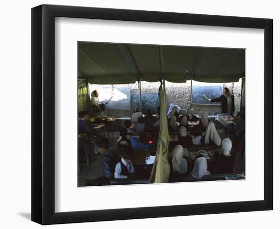 Afghan Teachers Give a Language Lesson to Boys and Girls-Rodrigo Abd-Framed Photographic Print