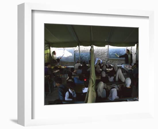 Afghan Teachers Give a Language Lesson to Boys and Girls-Rodrigo Abd-Framed Photographic Print