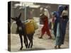Afghan Woman Walks Along with Donkey Carrying Jerry Cans Filled with Water in Kabul, Afghanistan-null-Stretched Canvas