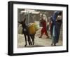 Afghan Woman Walks Along with Donkey Carrying Jerry Cans Filled with Water in Kabul, Afghanistan-null-Framed Photographic Print