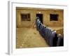 Afghan Women Wearing Burqa Line up to Vote at a Polling Station-null-Framed Photographic Print