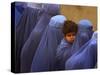 Afghan Women Wearing Burqas Line Up to Vote at a Polling Station in Kabul-null-Stretched Canvas