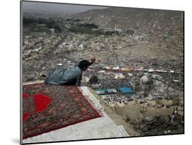 Afghan Youth Sits on a Rooftop During the Celebration of Nowruz-null-Mounted Photographic Print