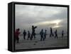 Afghan Youths Warm up Themselves Before a Soccer Match-null-Framed Stretched Canvas