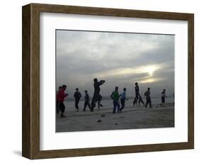 Afghan Youths Warm up Themselves Before a Soccer Match-null-Framed Photographic Print