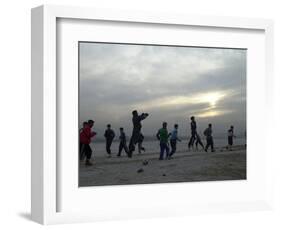 Afghan Youths Warm up Themselves Before a Soccer Match-null-Framed Photographic Print