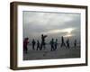 Afghan Youths Warm up Themselves Before a Soccer Match-null-Framed Photographic Print