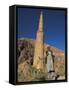 Afghani Man in Front of 12th Century Minaret of Jam, Ghor (Ghur, Afghanistan-Jane Sweeney-Framed Stretched Canvas