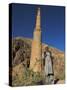 Afghani Man in Front of 12th Century Minaret of Jam, Ghor (Ghur, Afghanistan-Jane Sweeney-Stretched Canvas