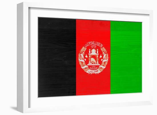 Afghanistan Flag Design with Wood Patterning - Flags of the World Series-Philippe Hugonnard-Framed Premium Giclee Print